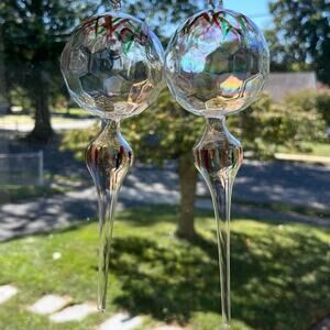 Lot of 2 Vintage Kurt S. Adler Clear Glass Christmas Ornaments